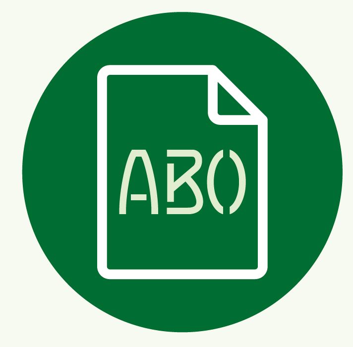Icon eines Dokuments mit der Aufschrift 'Abo' für das Kundenmagazin