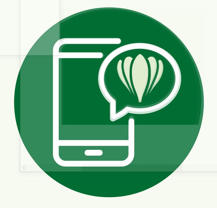 Icon mit Handy und einer Sprechblase mit Loosdorf-Logo